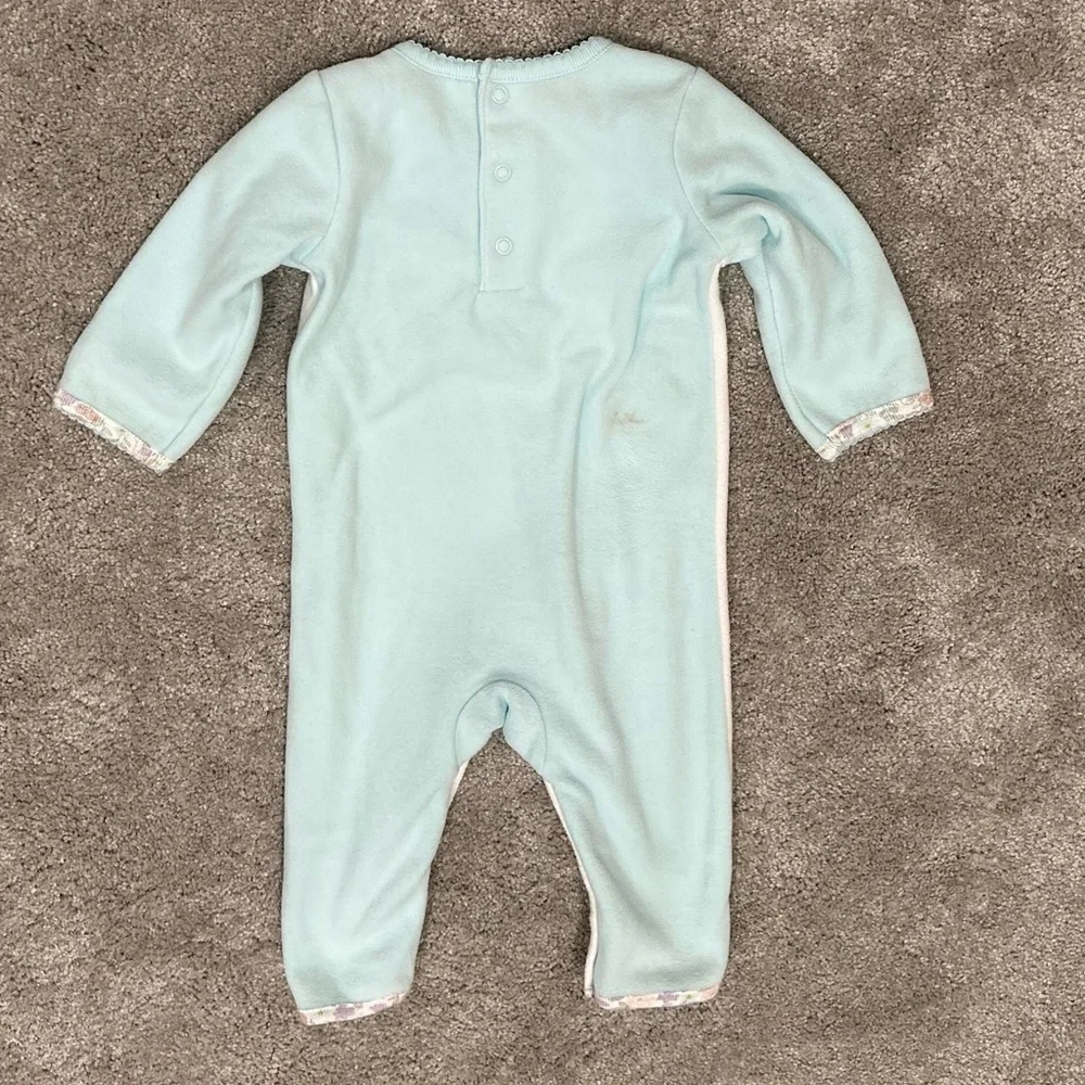 Carter's 6M Baby Girl Fox Mint Green Velour Sleep & Play Onesie